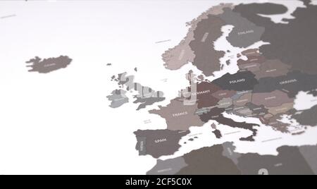 Karte Der Europäischen Länder. Continental Vintage Map 3d-Rendering. Stockfoto