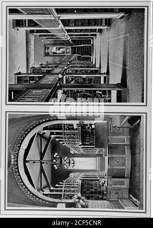 . Metallische Bücherstapel und Möbel für Bibliotheken; metallische Akteneinlagen und Möbel für Gewölbe und Büros. DEKORATIVE STAPEL, RÜCKSEITE DES LIEFERRAUMS, FAIRHAVEN, MASSE. 25. Burlington, Madison, N. ] STAPELT SICH ALS HINTERGELÄNDE. a6 Stockfoto