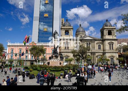 Bolivien La Paz - Murillo Square - Plaza Murillo Stockfoto