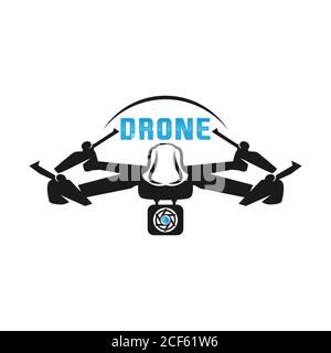 Logo des Drohnen-Quadrocopters. Flugzone einfaches Vektorsymbol. Piktogramm . Stock Vektor