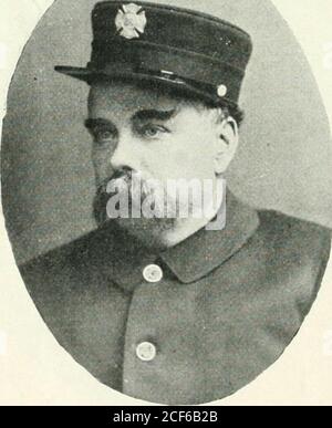 . The Exempt Firemen of San Francisco; ihre einzigartige und galoppierende Platte. AUGUST BANKER August Banker wurde 1863 in BerUn geboren; kam hier 1873; trat der Abteilung im August 1895, als Schlauch-Mann bei; jetzt zählt als Hoseman von EngineNo. I. Stockfoto