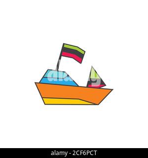 Boot Schiff bunte Kind zeichnen Design-Vektor Stock Vektor