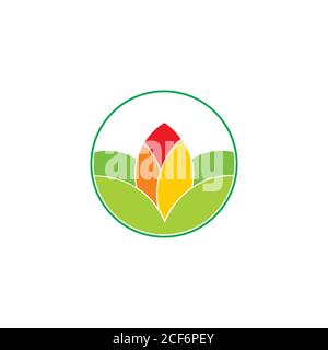 Einfache geometrische Blume Blatt Kreis Logo Vektor Stock Vektor