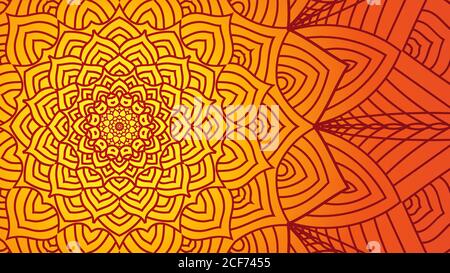 Luxus Mandala Art Vektor Illustration. Abstrakte Hintergrunddesign-Vorlage. Schöne Outline Design Stil. Orange Maroon Farbmotiv Stock Vektor