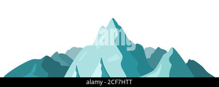 Wunderschöne Berglandschaft. Isoliert auf weißem Hintergrund. Silhouetten von Bergen in flachem Stil. Vektorgrafik. Stock Vektor