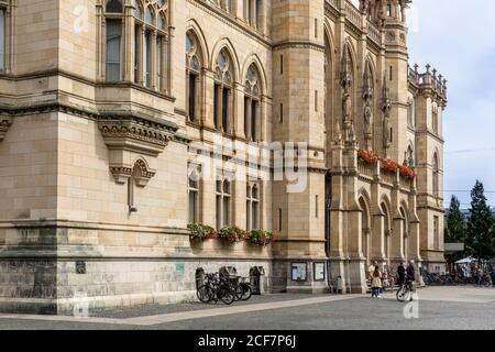 Das Braunschweiger Rathaus ist ein prominentes historisches Gebäude und ein beliebter Ort für Hochzeiten. Prestige Fassade ist oft fotografiert worden. Stockfoto