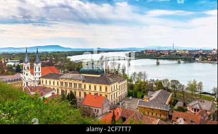 Blick auf die Donau vom Schloss Visegrad. Ungarn Stockfoto