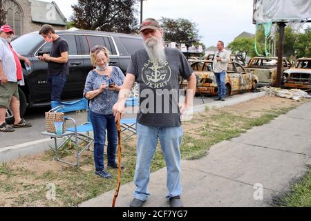 Kenosha, Wisconsin, USA. September 2020. Tump-Fans warten auf ihren Helden Credit: Amy Katz/ZUMA Wire/Alamy Live News Stockfoto