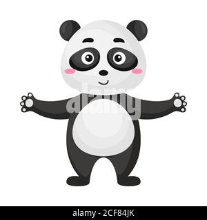 Niedliche lustige Panda-Druck auf weißem Hintergrund. Chinesische Cartoon Tier Charakter für die Gestaltung von Album, Scrapbook, Grußkarte, Einladung, Wanddekoration. Stock Vektor