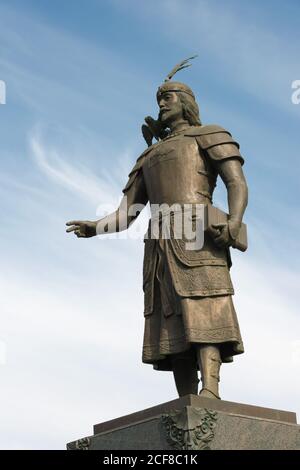 ULAANBAATAR, MONGOLEI - Marco Polo Statue in Ulaanbaatar, Mongolei. Marco Polo (1254-1324) war ein italienischer Kaufmann, Entdecker. Stockfoto