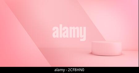 3D-Modell oder Hintergrund in rosa Pastelltönen. Leere minimale abstrakte geometrische Bühne oder Plattform für Produktpräsentation. Moderner Kopierraum in rosa Pastelltönen. 3d-RE Stockfoto