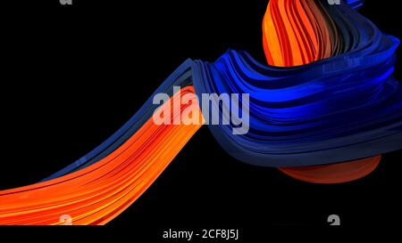 Bewegte bunte Linien von abstraktem Hintergrund. 3d-Illustration Stockfoto