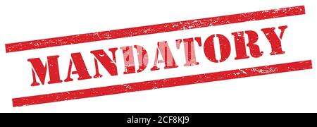 OBLIGATORISCHER Text auf rotem grungy rechteckigen Stempel. Stockfoto