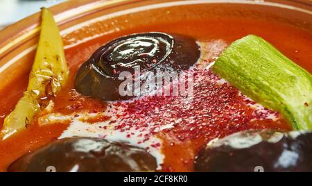 Udupi Sambar, mit Linsen und einer Mischung aus Gemüse. Stockfoto