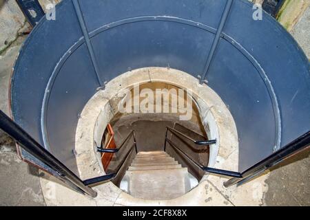 Blick auf das Treppenhaus in Smeatons Tower auf Plymouth Hoe war früher ein Eddystone Leuchtturm von 1759 bis 1977. Stockfoto