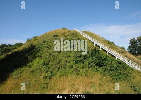 Castle Hill, Thetford, Norfolk. Thetford's Castle Mound ist das höchste mittelalterliche Erdwerk in Großbritannien. Stockfoto