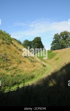 Castle Hill, Thetford, Norfolk. Thetford's Castle Mound ist das höchste mittelalterliche Erdwerk in Großbritannien. Stockfoto