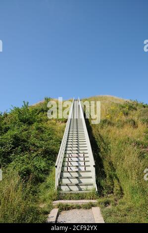 Castle Hill, Thetford, Norfolk. Thetford's Castle Mound ist das höchste mittelalterliche Erdwerk in Großbritannien. Stockfoto