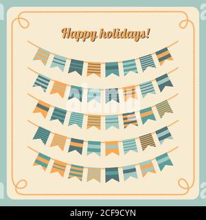 Set aus Ammer und Girlande in Retro-Farben. Vektorgrafik. Stock Vektor