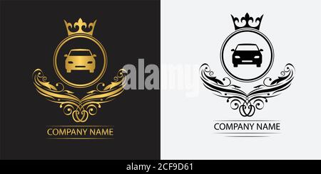 Auto Logo Vorlage Luxus Royal Vektor Firma dekorative Emblem mit Krone Stock Vektor