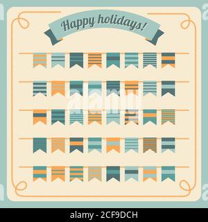 Set aus Ammer und Girlande in Retro-Farben. Vektorgrafik. Stock Vektor