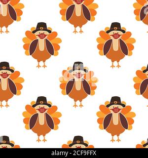 Corona Thanksgiving Türkei Nahtloses Vektor-Muster. Puten tragen Gesichtsmasken. Covid 19 Virus Herbst Hintergrund. Für Holiday 2020 Dekoration, Stoff Stock Vektor