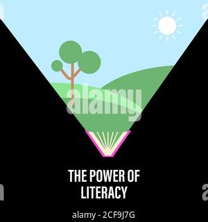 Die Kraft der Alphabetisierung. Design über International Literacy Day Feier, 8. September. Illustration Vektor. Stock Vektor