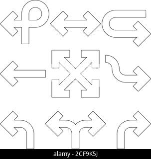 Satz Pfeile. Einfaches schwarzes Pfeilmuster. Flache Vektorsymbole. Stock Vektor