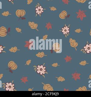Herbst Pflanzen nahtlose Vektor-Muster Stock Vektor