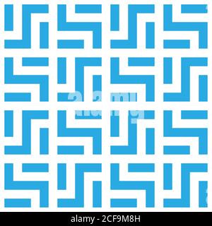 Abstrakt nahtlose Muster Hintergrund. Labyrinth aus blauen geometrischen Design-Elementen auf weißem Hintergrund isoliert. Vektorgrafik. Stock Vektor