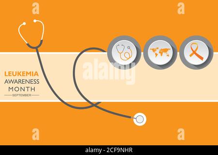Vektor-Illustration des Leukämiebewusstseins Monat mit orangefarbenem Band, beobachtet im September Stock Vektor