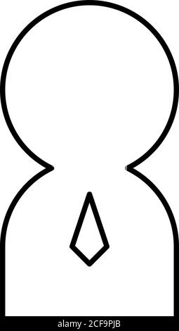 Business Manager-Symbol. Männliche Person Charakter mit Krawatte - moderne dünne Linie Symbol. Einfache Darstellung des schwarzen Umrisses. Stock Vektor
