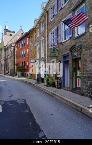 JIM THORPE, PA -30 AUG 2020- Blick auf die historische Stadt Jim Thorpe (ehemals Mauch Chunk) im Lehigh Valley in Carbon County, Pennsylvania, Unite Stockfoto