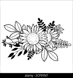 Vektorbild von handgezeichneten Sonnenblumen Stock Vektor