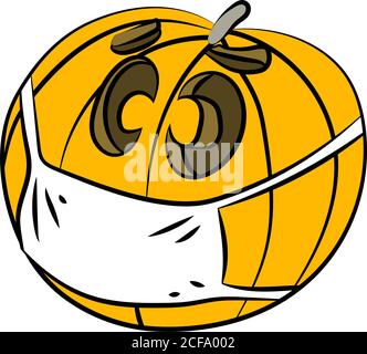 Cartoon Winter Squash trägt eine Schutzmaske gegen Corona Virus vektorgrafik Stock Vektor