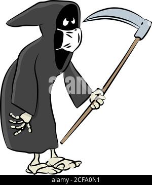 Cartoon Engel des Todes trägt eine Schutzmaske gegen Corona Viruvektordarstellung Stock Vektor