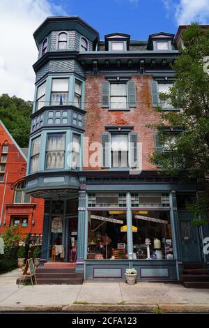 JIM THORPE, PA -30 AUG 2020- Blick auf die historische Stadt Jim Thorpe (ehemals Mauch Chunk) im Lehigh Valley in Carbon County, Pennsylvania, Unite Stockfoto