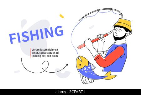 Angeln - modernes buntes flaches Design Stil Web-Banner Stock Vektor