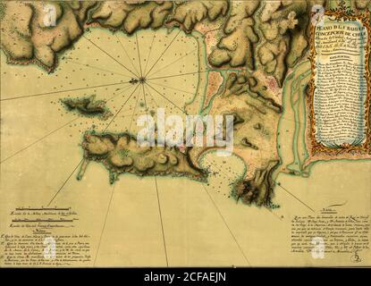 Topographische Karte der Bucht von Concepción-Chile-1782 Stockfoto