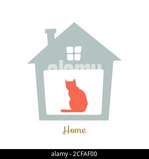 Katze zu Hause. Haustierhaus. Stock Vektor