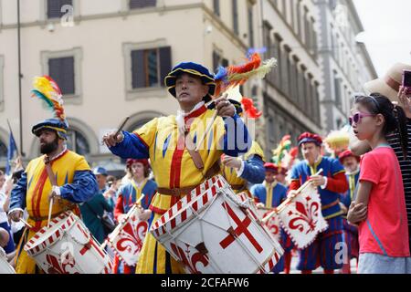 Florenz, Italien - 10. August 2018: Historische Parade während des Festes von San Lorenzo. Stockfoto