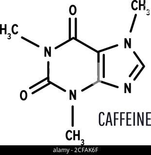 Koffein strukturelle chemische Formel auf weißem Hintergrund Stock Vektor