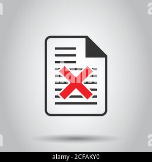 Dokument Fehler Symbol im flachen Stil. Gebrochene Bericht Vector Illustration auf weißem Hintergrund isoliert. Beschädigte Business Konzept. Stock Vektor