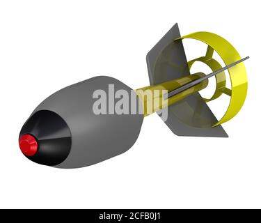 Eine Luftbombe auf weißem Hintergrund isoliert. 3D-Illustration Stockfoto