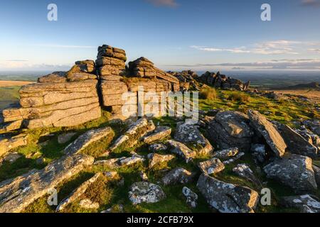 Sonnenaufgang auf Dartmoor National Park Landscape Stockfoto