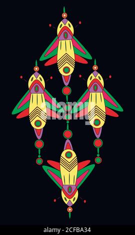 Fantasy Cartoon Cyberpunk Insektenmuster Stock Vektor