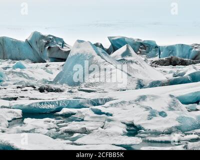 Jökulsárlón, Hornafjörður Gemeinde, Austurland, Island, Jökulsá á Breiðamerkursandi, Fluss, Breiðamerkurjökull, Vatnajökull, Gletscher, Gletscher Stockfoto