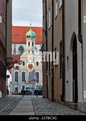 Basilika St. Ulrich und Afra, Evangelischer St. Ulrich, Afrawald, Augsburg, Schwaben (Bayern), Freistaat Bayern, Deutschland Stockfoto