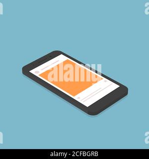 Isometrisches Konzept Smartphone mit Social-Network-Anwendung Hintergrund. Stock Vektor