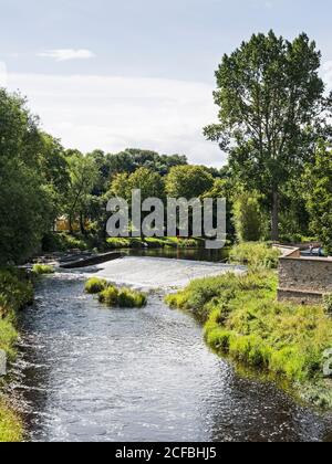 Fischleiter bei Oliver's Weir, Morpeth, Northumberland, UK auf dem Fluss Wansbeck, um den Durchgang von Lachs und Meerforelle zu erleichtern. Stockfoto